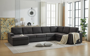 English Elm Large Modular L Shaped Sectional Sofa with Plush Cushions for Contemporary Living Rooms B2730S00053