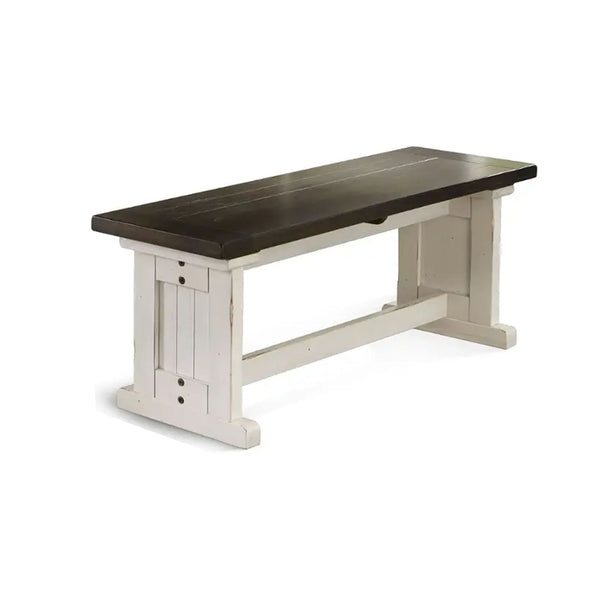 English Elm Orso Farmhouse Dining Bench Solid Mahogany Plank Seat with Trestle Base 48 Inch B056P416963