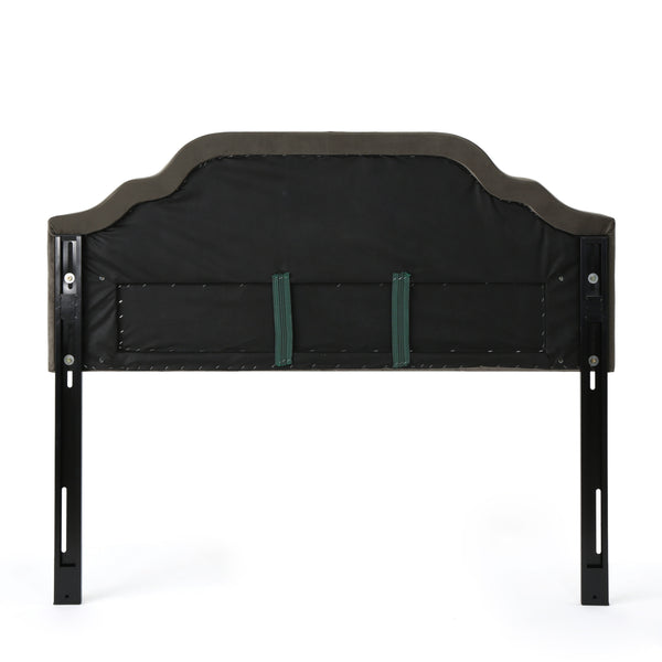 English Elm Tufted Queen Headboard with Nailhead Trim Solid Wood Frame and Adjustable Metal Legs Grey 57877.00NVLTGRY