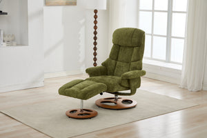 English Elm 069dr-ergonomic Swivel Recliner with Massage Heating Chenille Wingback Lounge Chair Green W527S00011