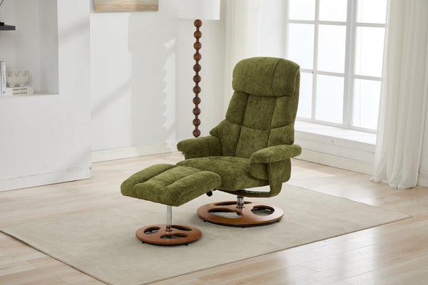 English Elm 069dr-ergonomic Swivel Recliner with Massage Heating Chenille Wingback Lounge Chair Green W527S00011