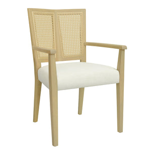 English Elm Christopher Knight Home® - ARM Mid-Century Dining Chair with Rattan Back & Upholstered Foam Seat, Solid Rubberwood Frame Beige,Natural Ash N771P254005A