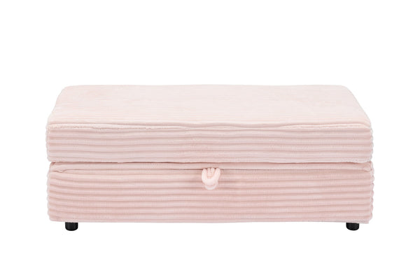 English Elm 47.24-inch corduroy armchair with storage ottoman and USB ports, spring seat, solid wood frame lounge Pink W3356S00022