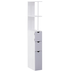 English Elm HOMCOM 54" Tall Linen Tower Cabinet with Shelves & Drawers — Narrow Freestanding Bathroom Organizer W2225P229147