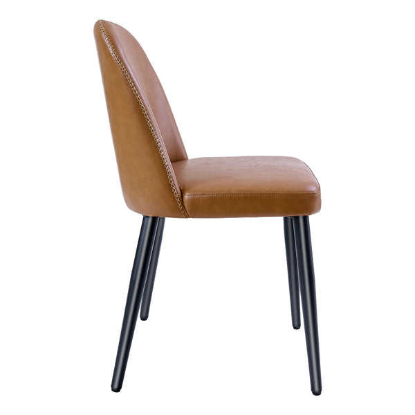 English Elm Beige Pu Leather Armless Dining Chair Set of 4 with Matte Black Iron Legs Modern Brown Yellow T3967P497835