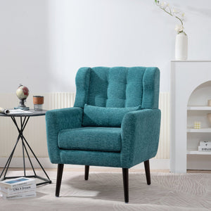 English Elm Modern Accent Chair with Ergonomic Chenille Upholstery, Padded Foam Seat and Solid Wood Legs, Stylish Lounge Seating for Living Room Bedroom Reading Nook Teal W1028P162721