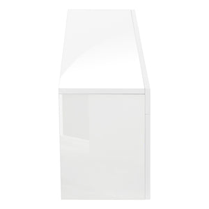 English Elm Tv Stand 63 Inch Glossy White Console with Open Shelves & Dual Drawers, Modern MDF Media Center B2710P219331