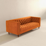 English Elm Ashcroft Furniture - Evelyn Mid Century Modern Burnt Orange Velvet Luxury Chesterfield Sofa