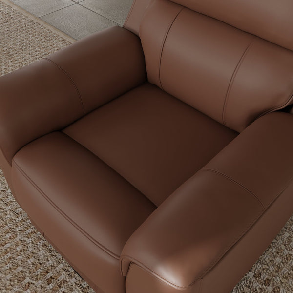 English Elm Oslo Manual Glider Recliner with Genuine Leather, 360° Swivel, High-Density Foam & Hardwood Frame Pecan B339P411562