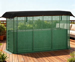 English Elm Galvanized Steel Raised Garden Bed with Hdpe Crop Cage and Shade Cloth Kit T3971P422575