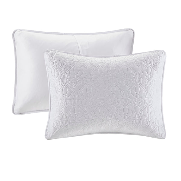 English Elm Reversible Madison Park Quebec Bedspread Set King — Cottage-Style Quilted Texture, Oversized Draping, Antimicrobial Freshness White 17.72 L x 15.35 W x 8.66 H B03597415