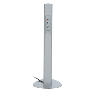 OSP Home Furnishings Power Anywhere Station Slim Metal Tower with 3 Ac Outlets and Usb Ports for Any Room Silver PAS311-36SV