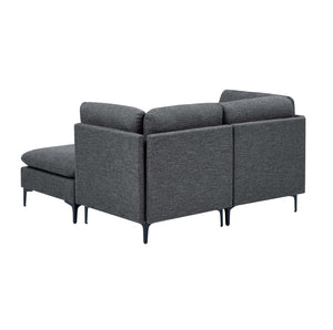 English Elm Linen Modular Sectional with Black Metal Legs for Modern Living Rooms B2748S00105