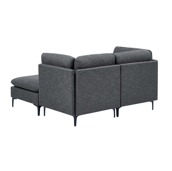 English Elm Linen Modular Sectional with Black Metal Legs for Modern Living Rooms B2748S00105