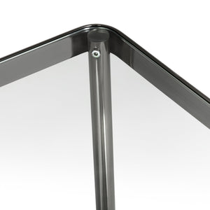 Crestview Collection Square Contemporary Accent End Table With Glass Top And Elegant Brushed Nickel Frame For Modern Spaces Gray Metal Cvfzr6191