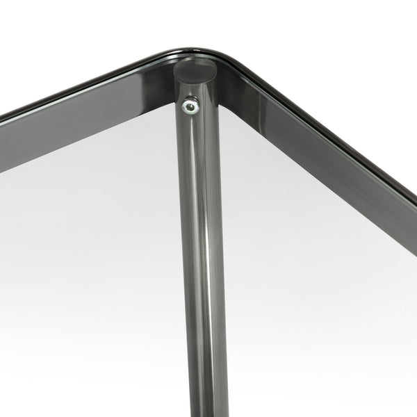 Crestview Collection Square Contemporary Accent End Table With Glass Top And Elegant Brushed Nickel Frame For Modern Spaces Gray Metal Cvfzr6191