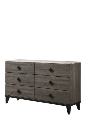 English Elm Avantika Faux Marble Top Dresser with 6 Spacious Drawers, Rustic Gray Oak, Wood Knobs, Modern Luxury B2726P261880