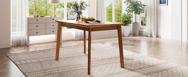 English Elm Mid-century 47" Dining Table with Durable Finish & Rubberwood Legs, Compact Space-Saving Dinette for Home N752P271218D