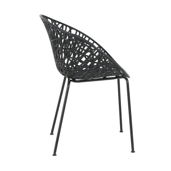 English Elm Christopher Knight Home® - Neiman Outdoor Dining Chair Set of 2 with Weather-Resistant Iron Frame and Perforated Diamond Design Black N775P256374B