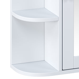 English Elm Bathroom Wall Cabinet with Mirror Door Open Shelving and Adjustable Interior Storage White N817P375228W