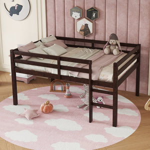 English Elm Full Rubber Wood Loft Bed Espresso — Space-Saving Full-Size Loft with Ladder, Sturdy 400 lb Capacity, Minimalist Design W504P228818