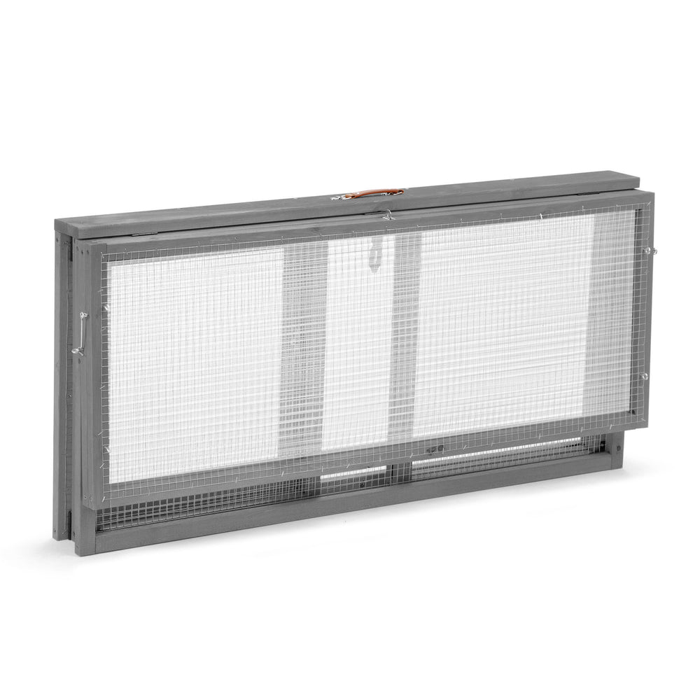 English Elm Folding Rabbit Hutch Fir Wood Galvanized Mesh Outdoor Enclosure with Secure Access W2181P363010