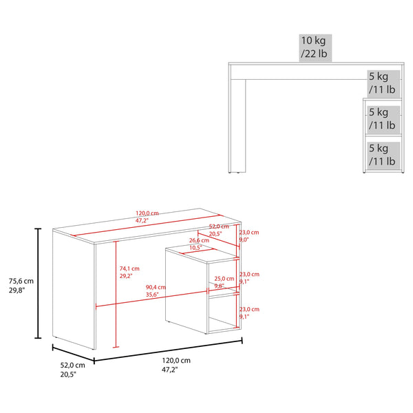 English Elm Sanders Compact Computer Desk with Melamine Finish, Open Side Shelves, Natural Oak, Space-Saving B128P263728