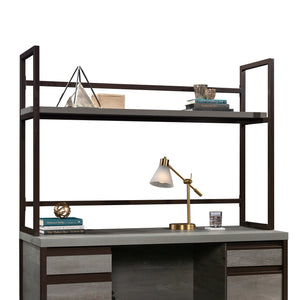 English Elm Hutch, Stylish Brown Finish With Open Shelving For Organized Storage & Modern Workspace Upgrade B356P367956