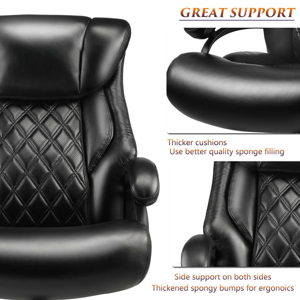 English Elm 500lbs Heavy Duty Executive Chair Wide Spring Seat Ergonomic High Back Home Office Black W5201P418289