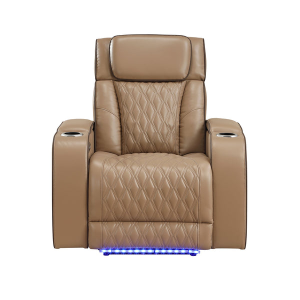 English Elm Fortuner Power Reclining Set with Led Lighting Massage and Faux Leather Seating B009S02223