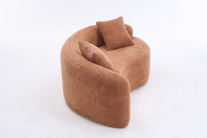 English Elm LY-042 Zen-Inspired S-Curved Dual-Depth Loveseat with Chenille Upholstery, Ready-to-Use Comfort Coral W2231P329722