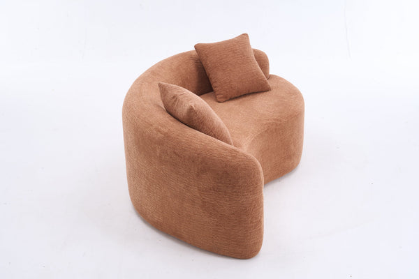 English Elm LY-042 Zen-Inspired S-Curved Dual-Depth Loveseat with Chenille Upholstery, Ready-to-Use Comfort Coral W2231P329722