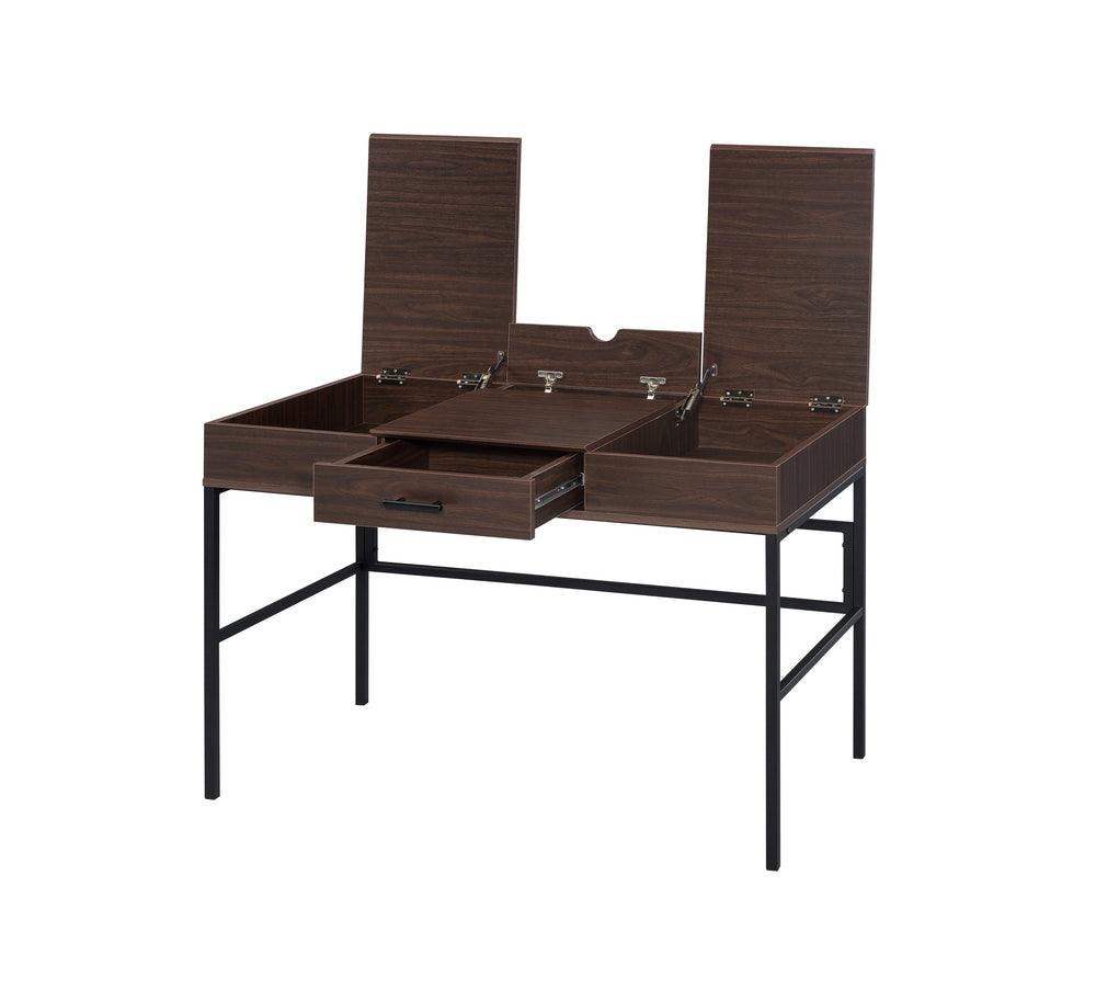 English Elm Verster Modern Writing Desk with Built-In USB Port, Storage Drawer & Open Shelves for Home Office Black,Oak 48 L x 26 W x 10 H B2726P288029