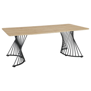 English Elm Galahan Oak Grain Rectangular Table with Twisted Gunmetal Pedestals Seats Eight B062S01395