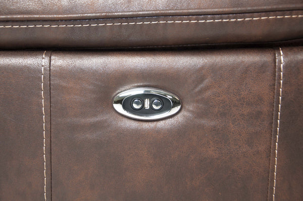 English Elm POWER POWER LOVESEAT Chocolate Leather-Look Reclining Sofa 77" x 38" x 41" H Metal Power Mechanism Wood Frame Comfortable Stylish B089S00120