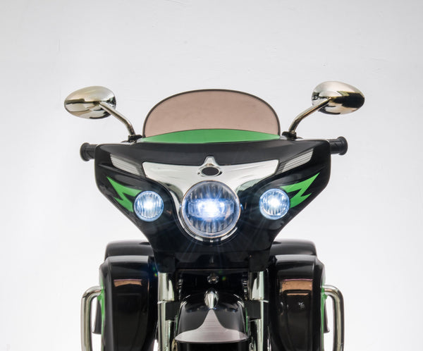 English Elm 12v Kids Electric Ride on Motorcycle with Led Lights Bluetooth Music and Storage Trunk Black W1760P237295