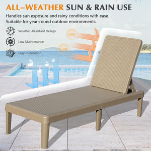English Elm Pool Chaise Lounge Set of Two Resin Reclining Chairs for Patio Deck Garden Use Khaki W1859P477806