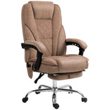 English Elm Vinsetto Massage Office Chair With Foot Rest, Executive Office Chair With 6 Vibration Point and Heat, Reclining Computer Chair, Swivel Desk Chair, Adjustable Height, Brown