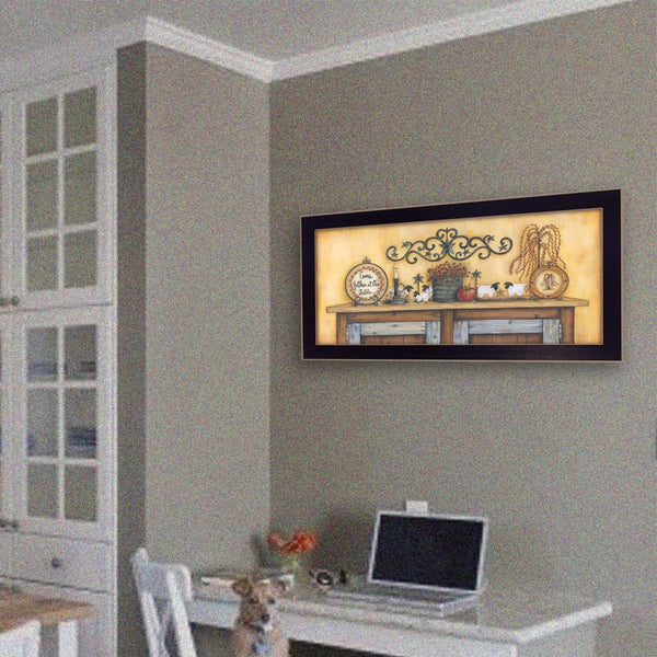 English Elm "come Gather at Our Table" Framed Typography Print Black Wood Wall Art Dining Room B06786280
