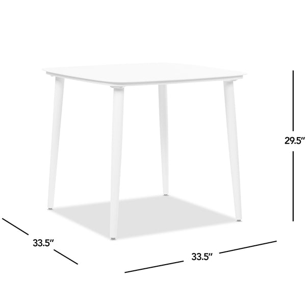 English Elm Jennifer Taylor Home - Santorini White 33.5" Square Outdoor Patio Table — Powder-Coated Aluminum, Compact Durable Side/Dining Table B2719P308010