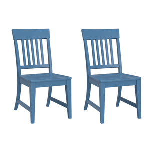 English Elm Wallace & Bay - Blue Slat Back Dining Chairs Set of 2 - Antique Farmhouse Solid Wood Seating, Easy-Care, 38"H B2709P212375