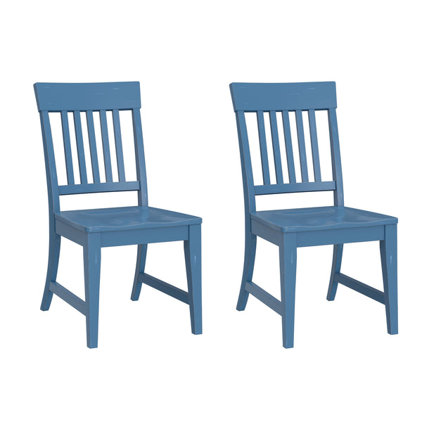 English Elm Wallace & Bay - Blue Slat Back Dining Chairs Set of 2 - Antique Farmhouse Solid Wood Seating, Easy-Care, 38"H B2709P212375