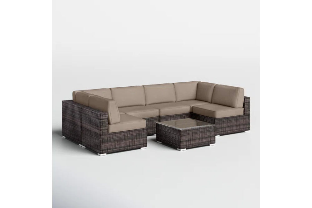 English Elm Fully Assembled Wicker Outdoor Conversation Set with Sunbrella Cushions Resort Patio B120S00276