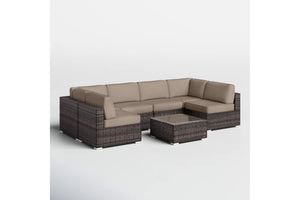 English Elm Fully Assembled Wicker Outdoor Conversation Set with Sunbrella Cushions Resort Patio B120S00276