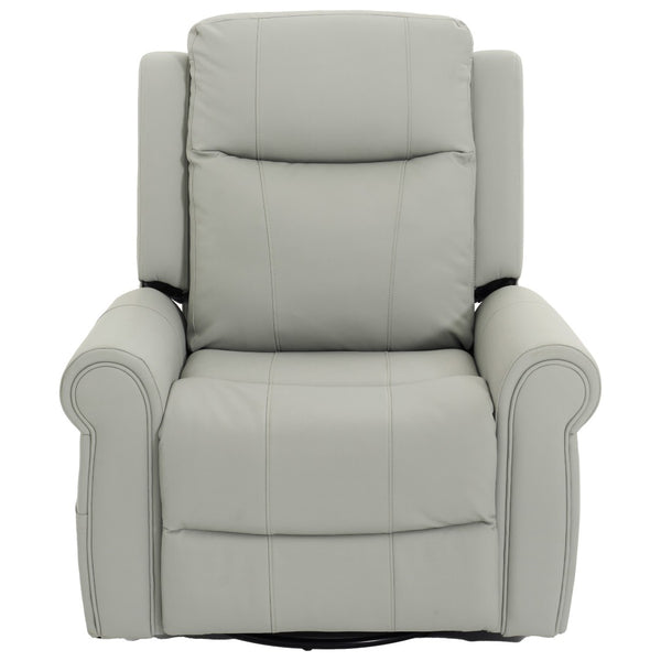 English Elm Manual Swivel Rocker Recliner Pu Leather Chair with Massage Heating and Pocket Spring Support Grey N763P363558E