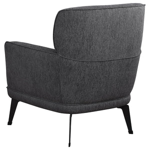 English Elm 1pc Modern Transitional Upholstered Crescent Arm Accent Chair with Rounded Track Arms and Metal Legs Black,Grey 35 L x 31.25 W x 29 H B011P306685