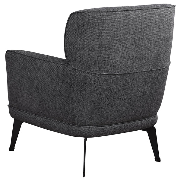 English Elm 1pc Modern Transitional Upholstered Crescent Arm Accent Chair with Rounded Track Arms and Metal Legs Black,Grey 35 L x 31.25 W x 29 H B011P306685