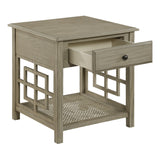 OSP Home Furnishings Cambridge Side Table w/ Drawer Bone Finish