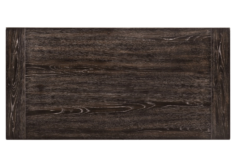 English Elm Rustic Round Wooden Coffee Table 48" Dia x 20" H with Weathered Finish, Turned Legs, Open Shelf and Button-Tufted Beige Linen Top Gray 50 L x 27 W x 10 H B2741P357617