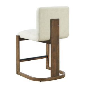 English Elm Modern Linen Upholstered Counter Stools Set of 2 with Rubberwood Legs for Kitchen Island Beige,Walnut N762P395711D